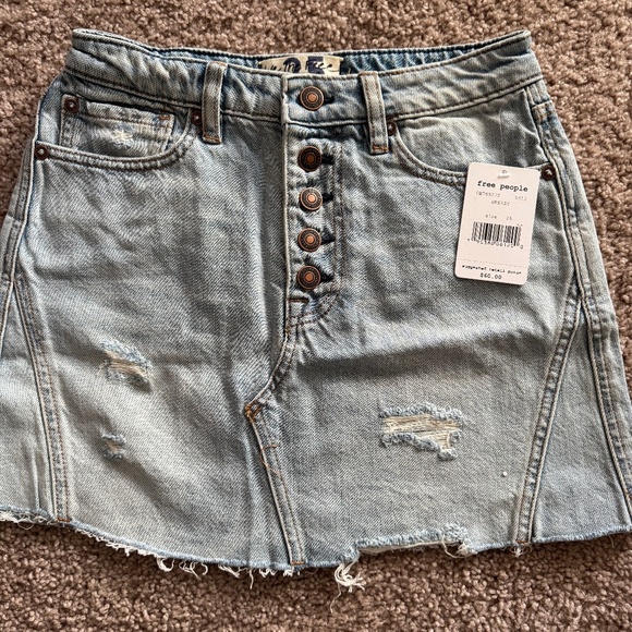 We The Free Blue A-Line Mini Skirt - Picture 1 of 6